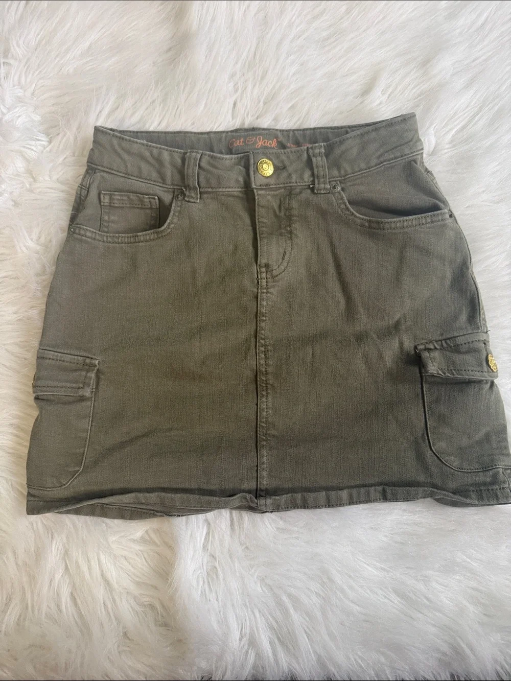 Cat & Jack Olive Green Cargo Mini Skirt